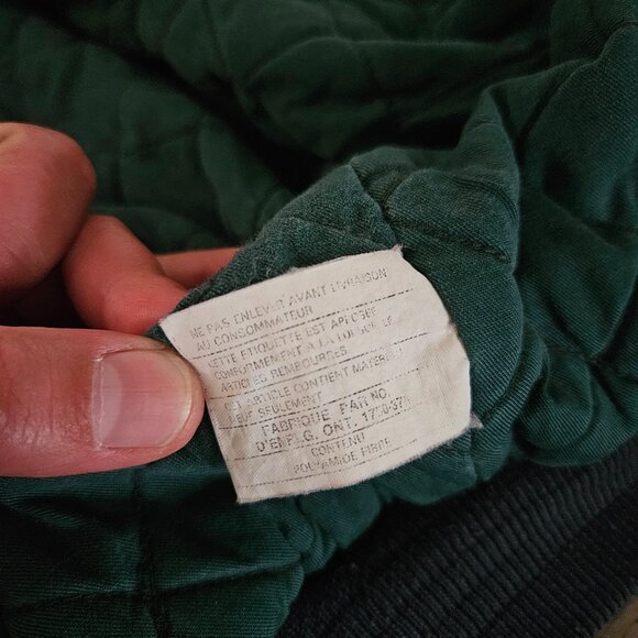 GAP Denim Varsity Jacket Blue Green Quilted Lined 90s Vintage Men’s L - Picture 8 of 9